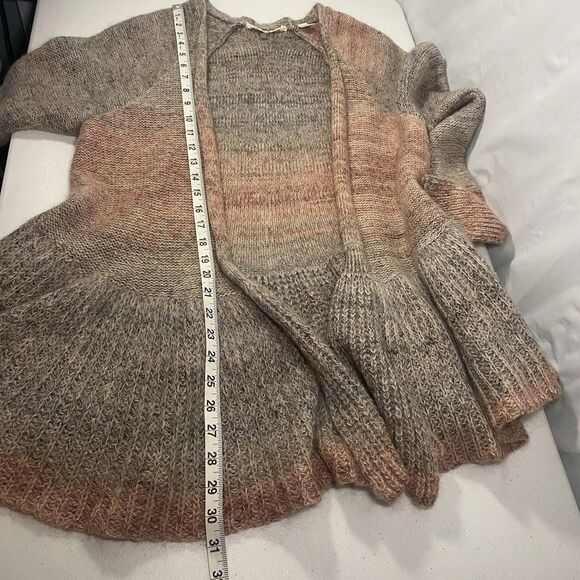 Anthropologie Knitted & Knotted Peplum Ombre Open Cardigan Sweater Size Large - Picture 10 of 10